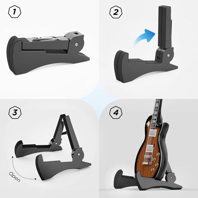 DIDA Portable Travel Guitar Stand, Lightweight Stable A- Frame Plastic Guitar Stand Holder for Acoustic, Electric Guitars, Ukulele, Foldable Guitar Stand Floor, Single Guitar Holder (Black) - Image 4